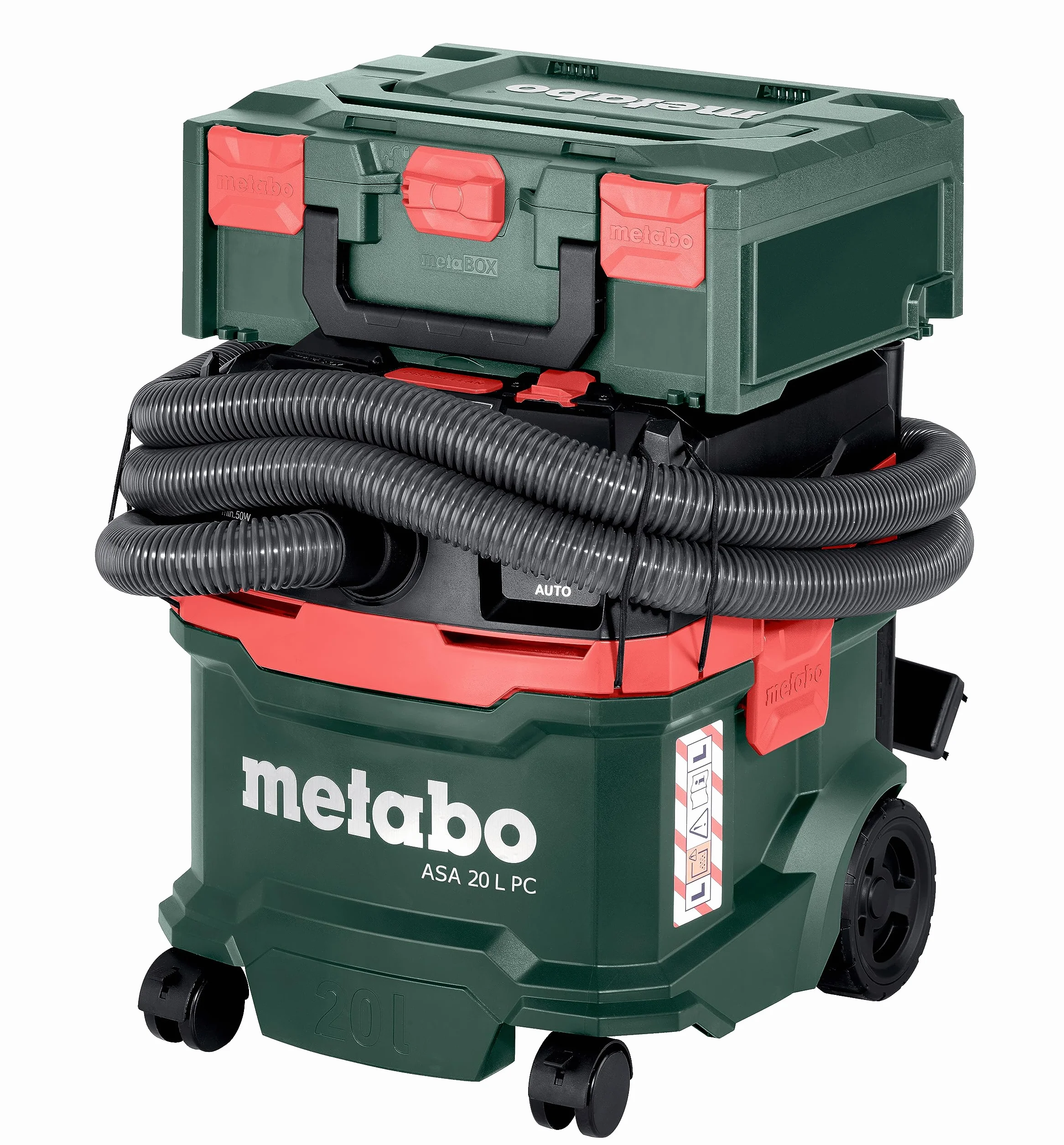 metabo ASA 20 L PC, Aspirateur Eau et Poussière 1200 W, Classe L | Nettoyage de filtre manuel PressClean, cuve 20 l, fonction soufflerie, câble 5,5 m, avec accessoires, sans sac