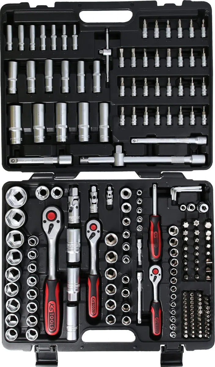 KS Tools 917.0795 - Caisse à Outils Complète en Coffret Douille de 1/4", 3/8" et 1/2" & BGS 1196 | Jeu de clés mixtes | 6-32 mm