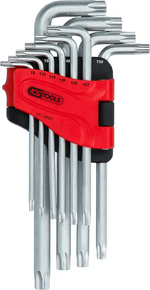 KS TOOLS 917.0779 - Caisse à Outils Complète en Coffret Douille et Accessoires & Kstools Jeu de clés mâles coudées torx longues kstools - 10 pièces - 151.4880