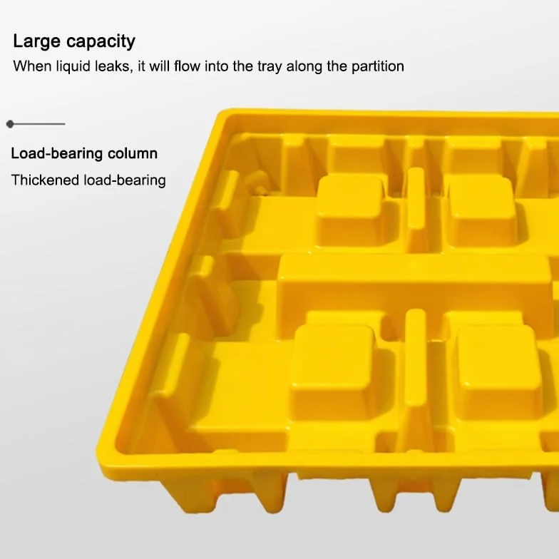 Générique Bac de rétention modulaire Industriel pour fûts d'huile et seaux de Peinture, empilable, pour entrepôts et usines. Solution de Stockage Industrielle (Jaune, 2 pièces, 130 x 68 x 15 cm).